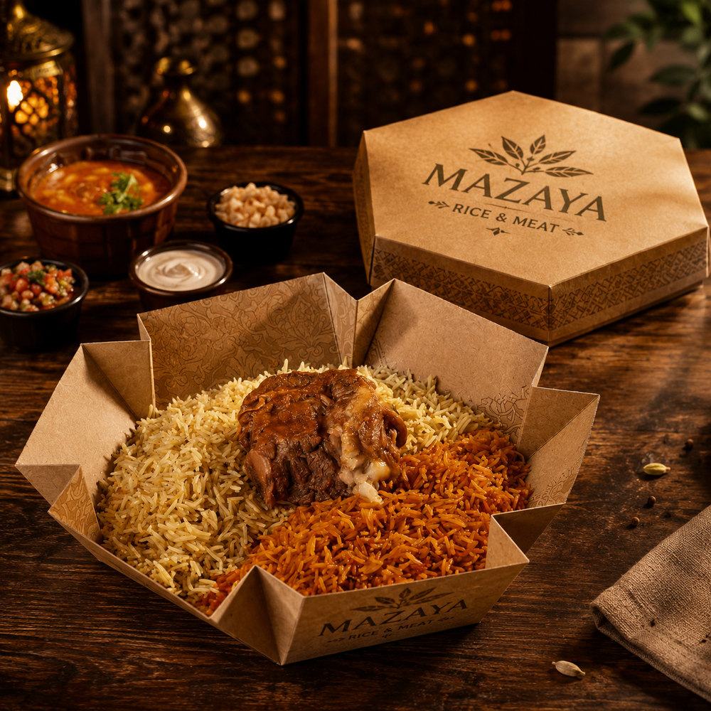 غطاء وقاعدة - علبة وجبة رز سداسية 2