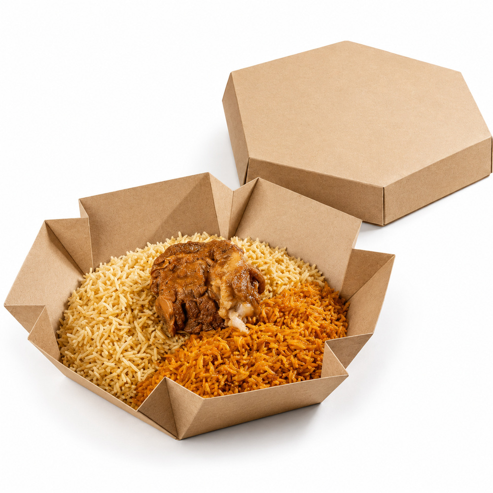 غطاء وقاعدة - علبة وجبة رز سداسية 3