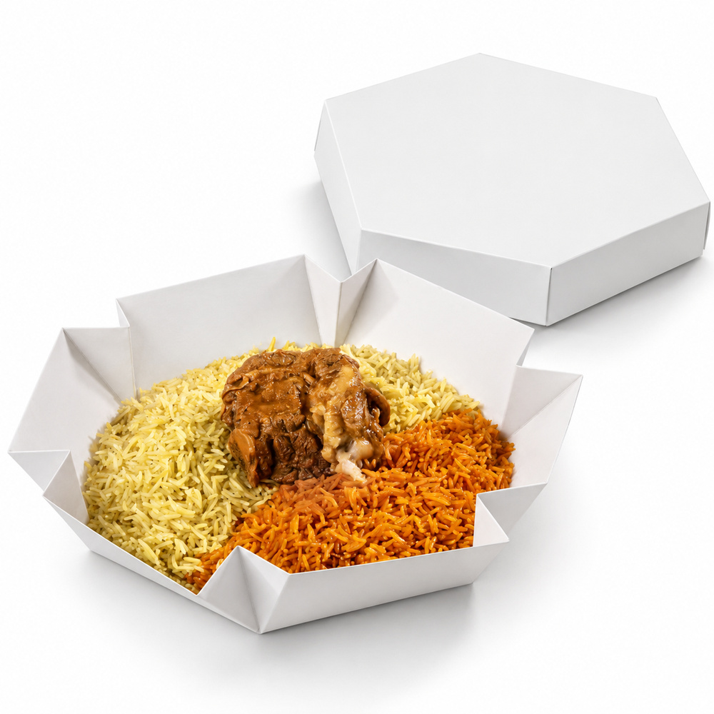 غطاء وقاعدة - علبة وجبة رز سداسية 4